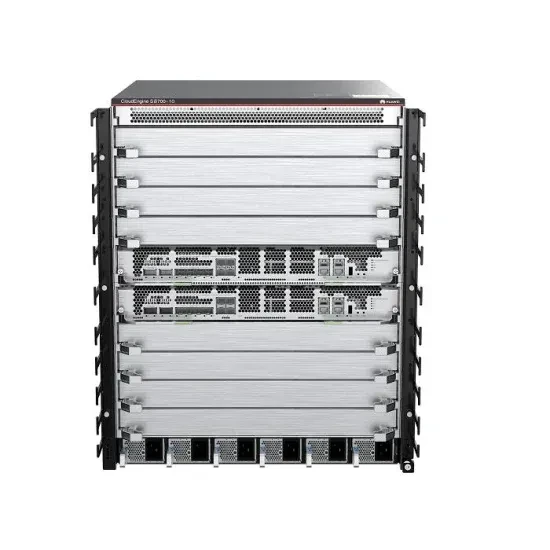 Коммутатор Huawei S8700-10 assembly chassis на 10 сервисных модулей / 2 x Контроллер управления S8700-10 main control unit F (1 x 100GE+2 x 40GE+12 x 10GE или 1 x 100GE+8 x 25GE или 3 x 100GE service ports HTM) / 4 x 16-port 100M/1GBASE-X, 12-port 100M/1G